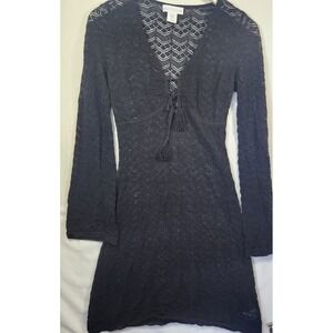 House of Harlow 1960 Black Crochet Lace Mini Dress Long Bell Sleeve whimsigoth